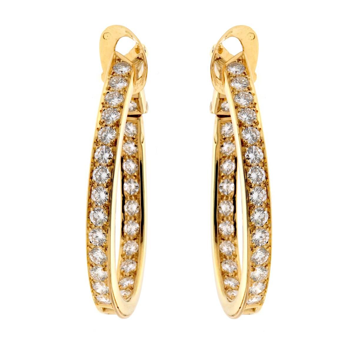Van Cleef & Arpels Diamond Hoop Gold Earrings