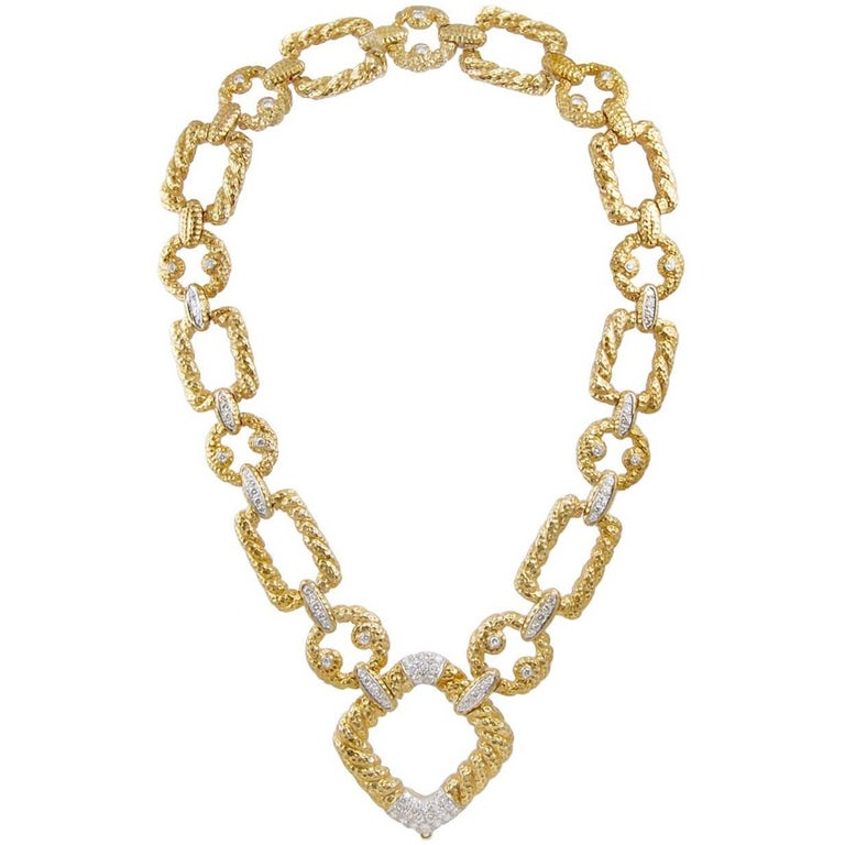 Van Cleef and Arpels Diamond Link Necklace For Sale at 1stdibs