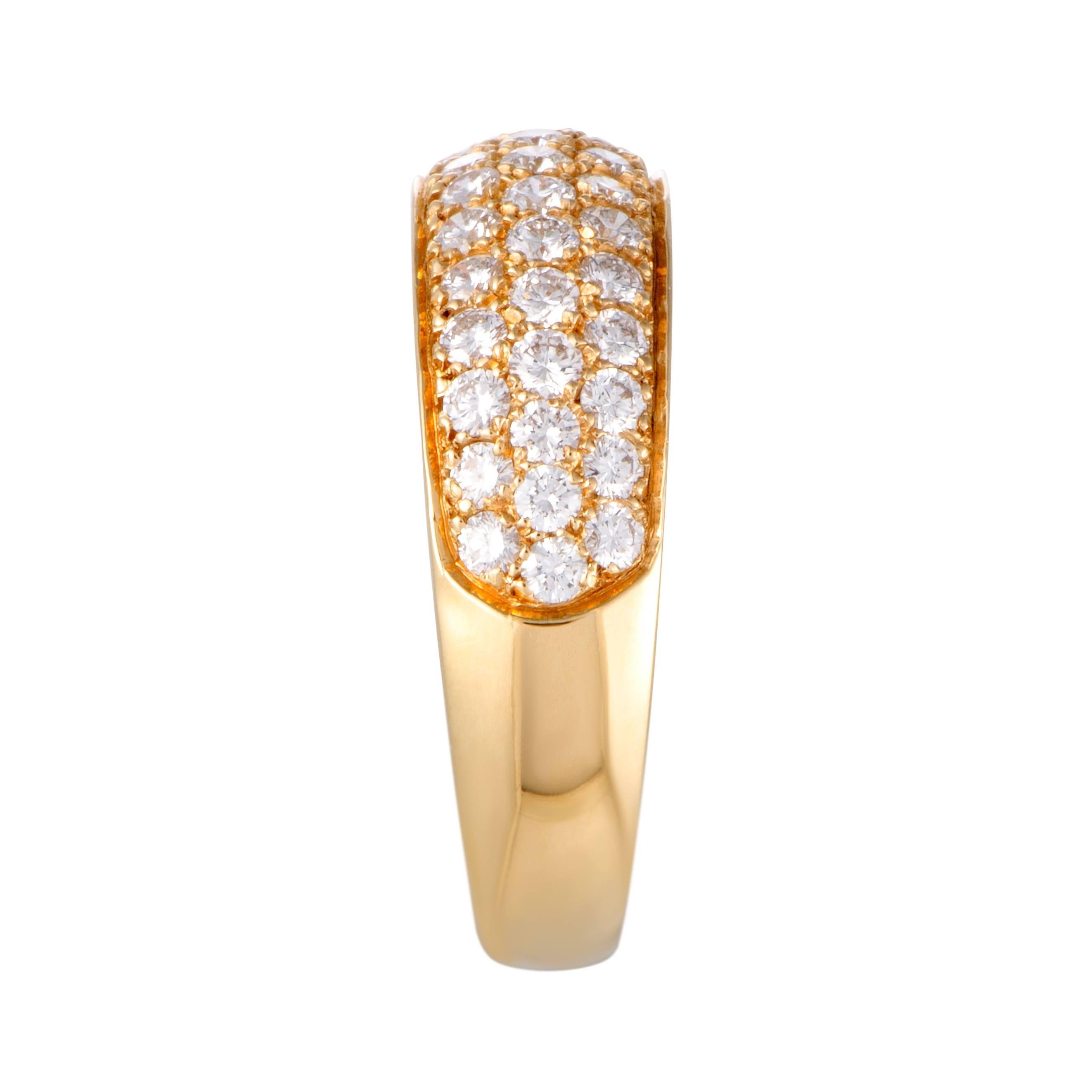 Van Cleef & Arpels Diamond Pave Yellow Gold Band Ring In Excellent Condition In Southampton, PA