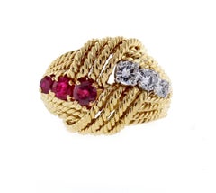 Van Cleef & Arpels Diamond Ruby Cocktail Gold Ring