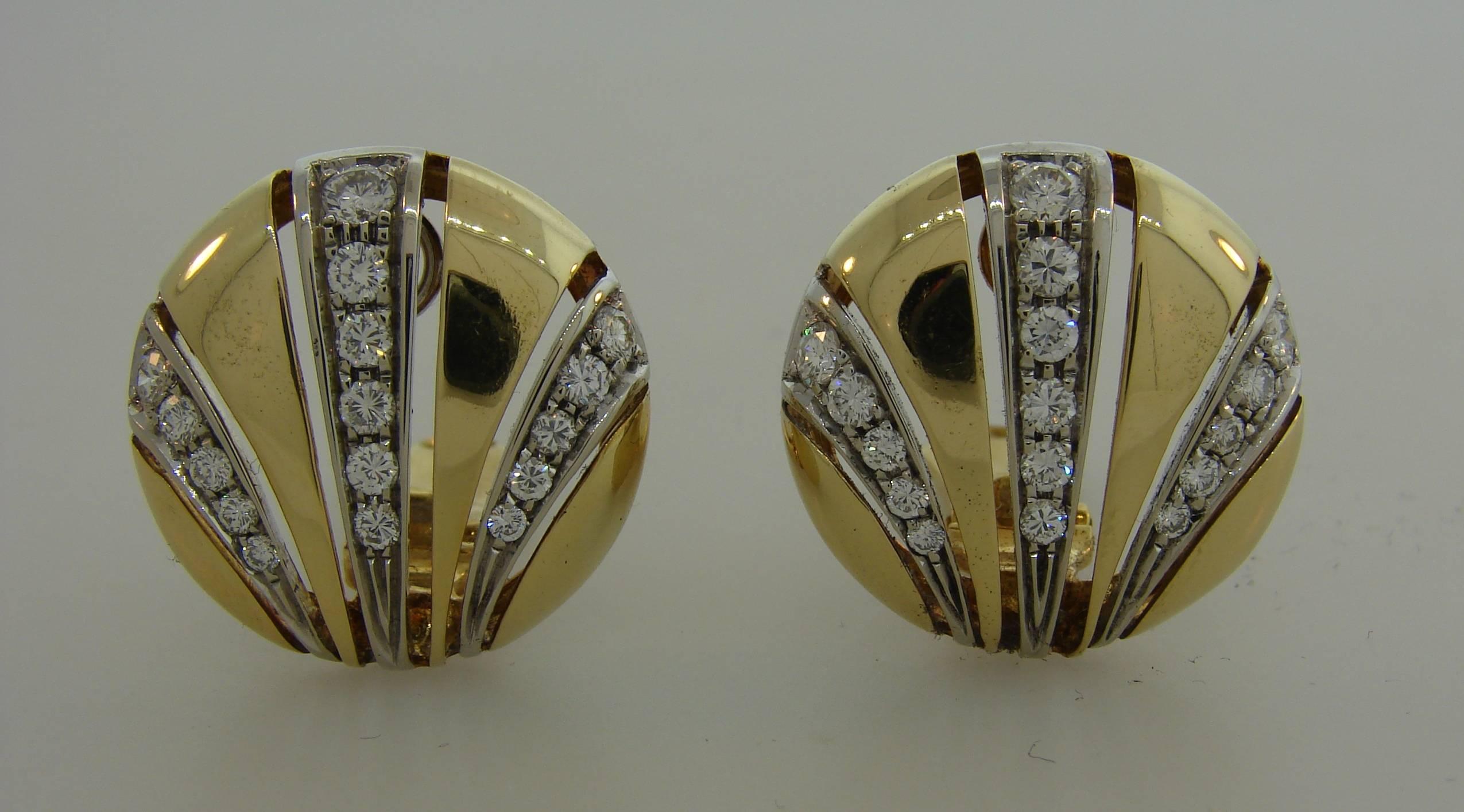 Van Cleef & Arpels Diamond Yellow Gold Earrings In Good Condition For Sale In Beverly Hills, CA