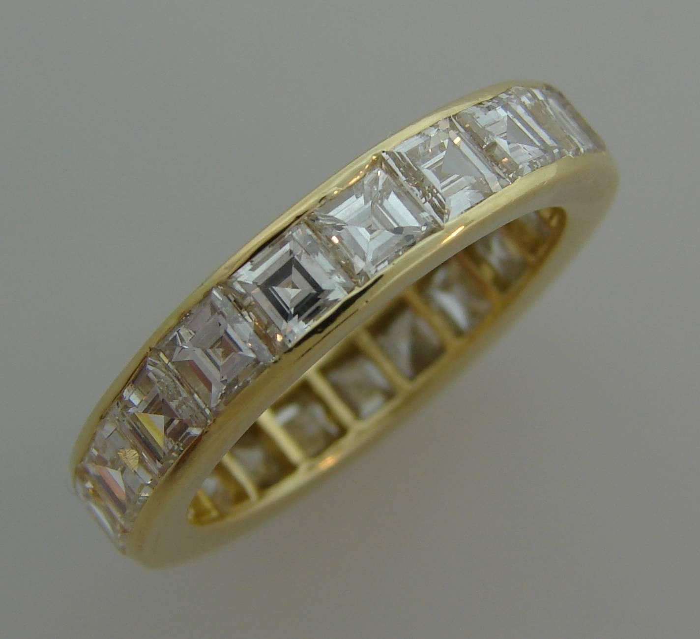 Asscher Cut Van Cleef & Arpels Diamond Yellow Gold Eternity Band Ring VCA