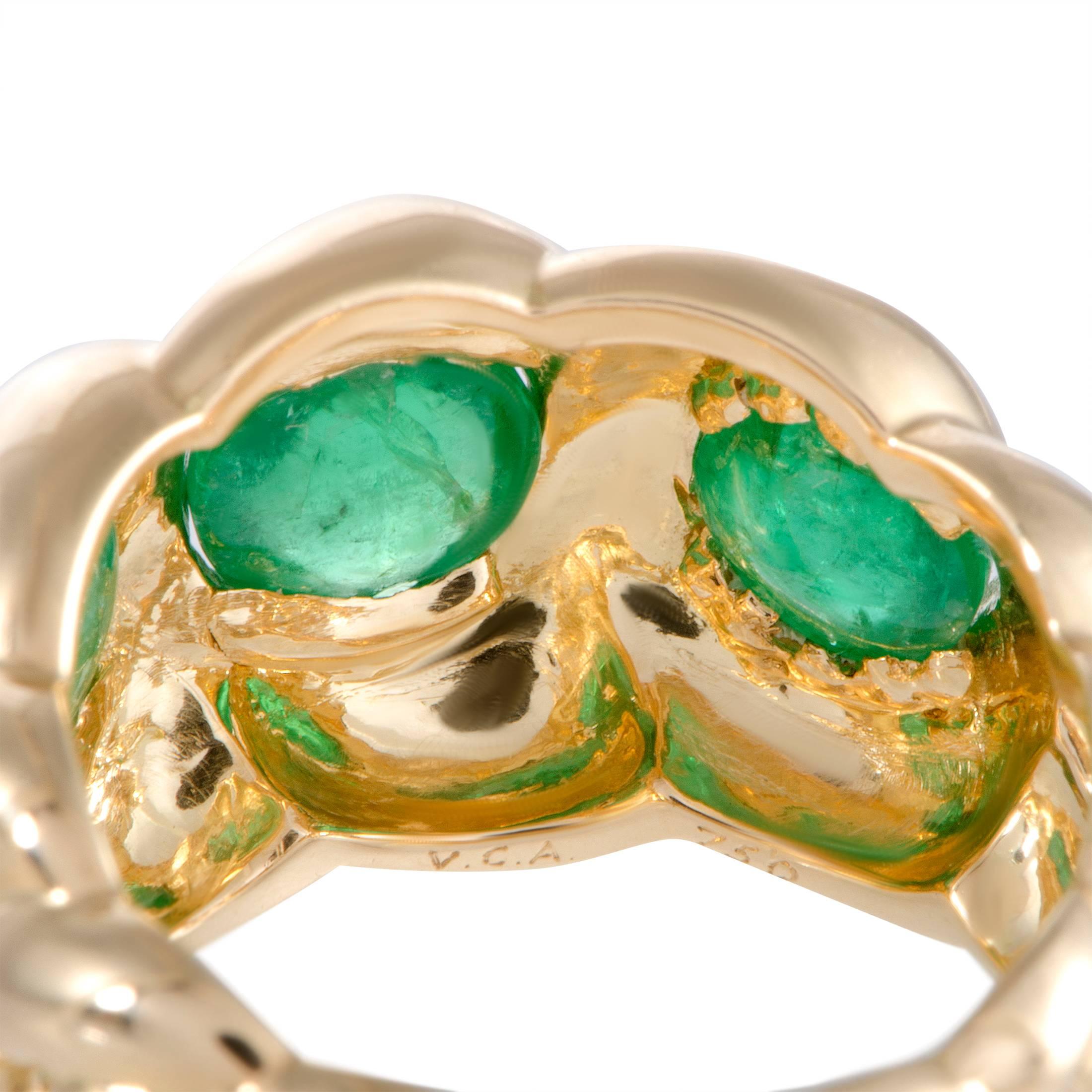 Women's Van Cleef & Arpels Emerald Braided Gold Band Ring