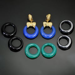 Van Cleef & Arpels Gemstone Yellow Gold Interchangeable Door Knocker Earrings