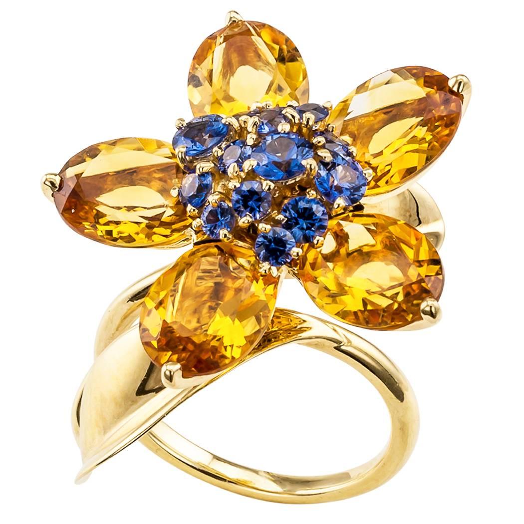 Van Cleef & Arpels Hawaii Citrine Sapphire Gold Ring