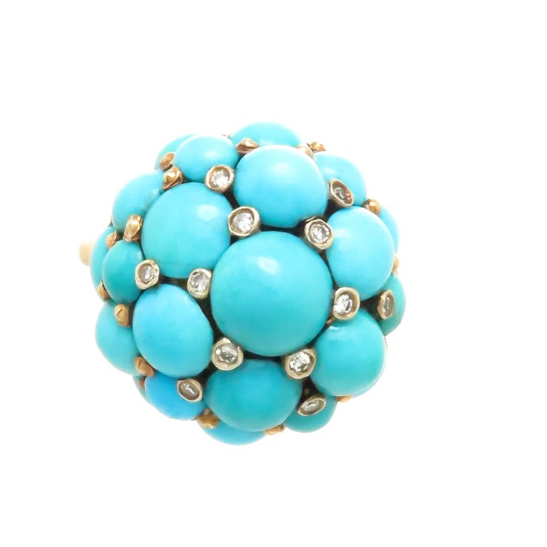 Van Cleef and Arpels Italy Gold and Gem Set Bombay Ring For Sale at