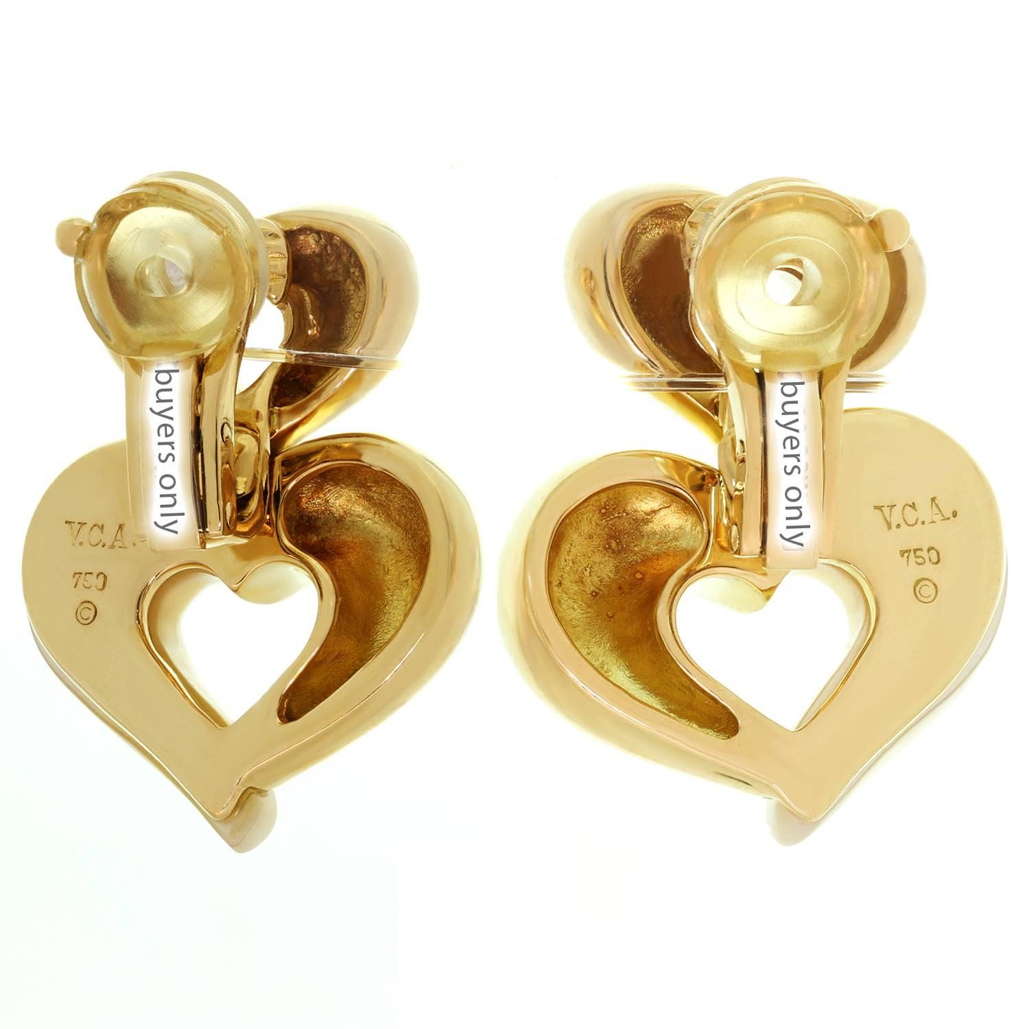 Van Cleef & Arpels Mother-of-Pearl Yellow Gold Heart Clip-On Earrings 1