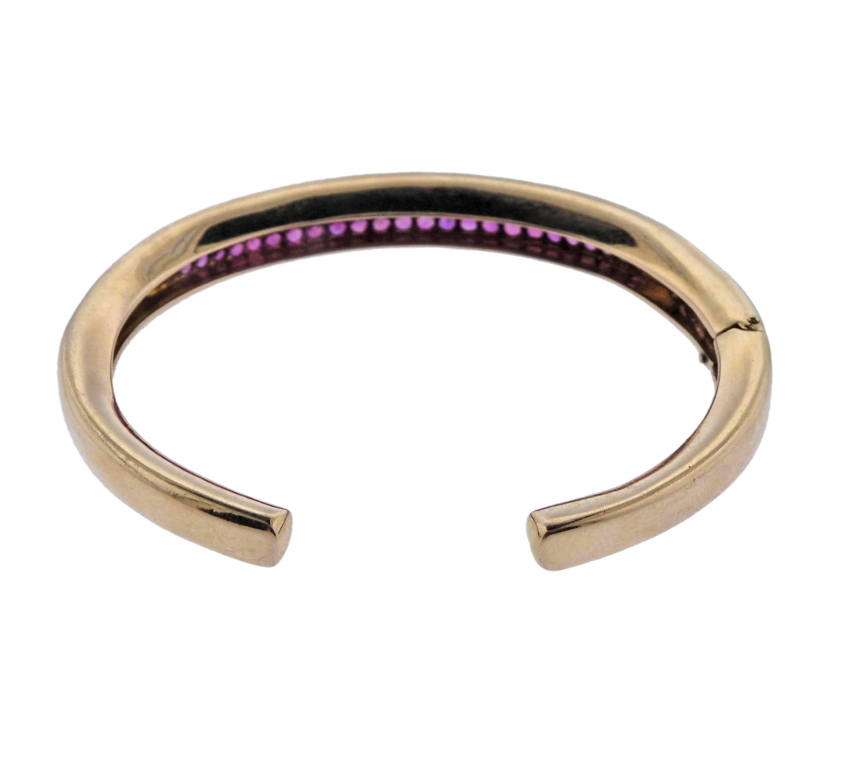 Women's or Men's Van Cleef & Arpels Pink Sapphire Gold Cuff Bracelet