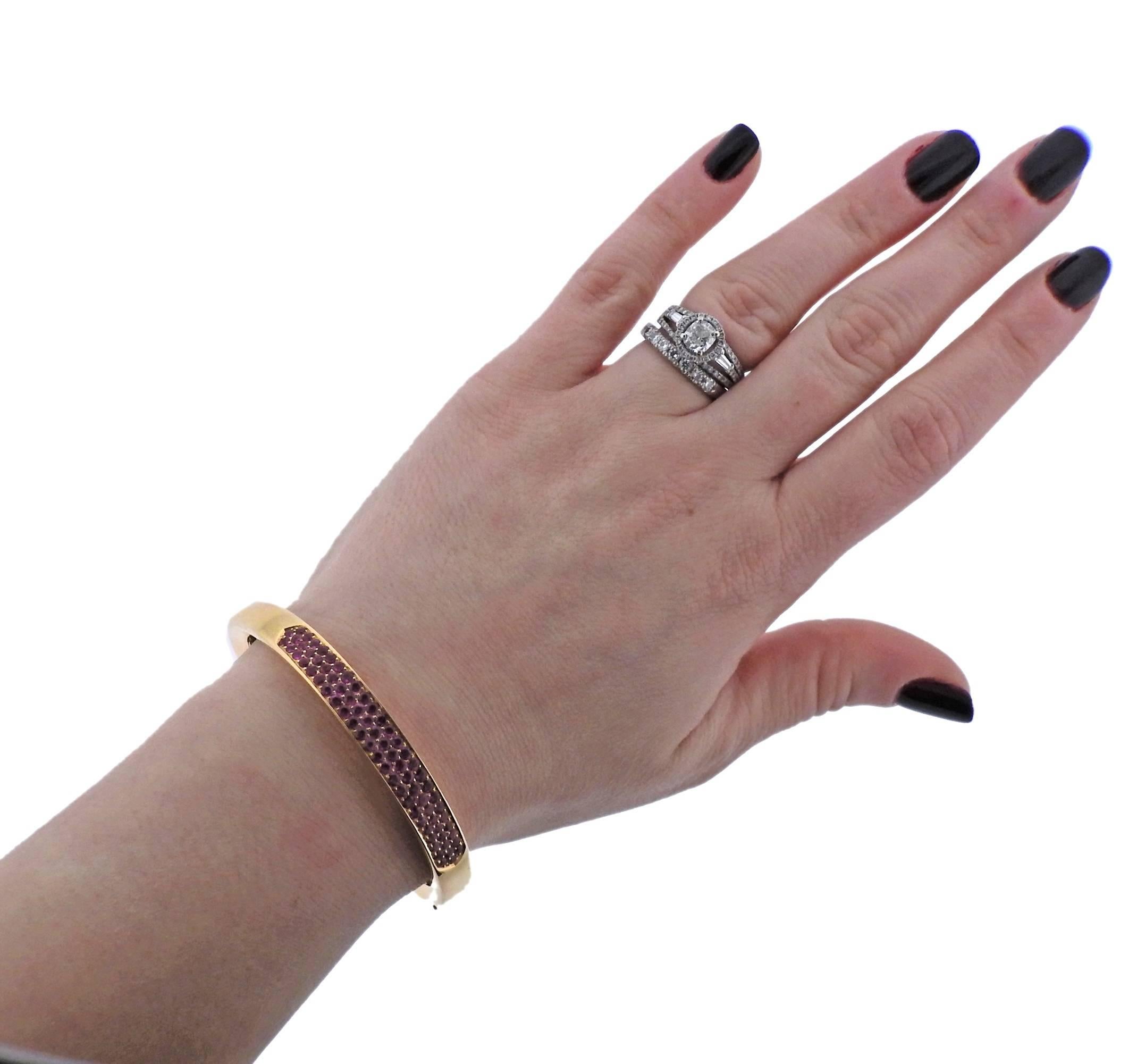 Van Cleef & Arpels Pink Sapphire Gold Cuff Bracelet 1