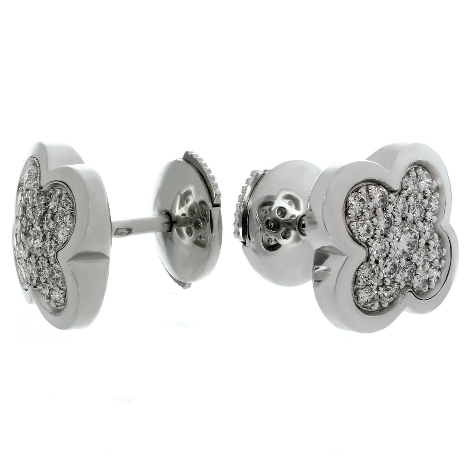 Van Cleef & Arpels Pure Alhambra Diamond White Gold Stud Earrings 1