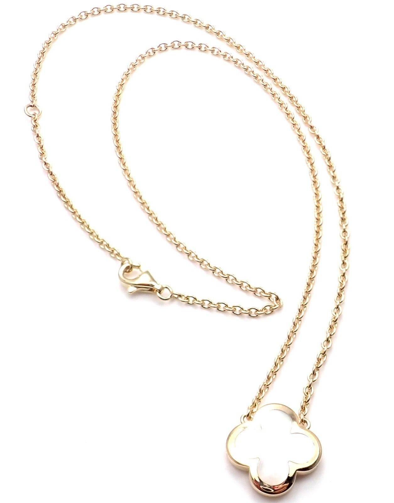 Van Cleef & Arpels Pure Alhambra Mother-of-Pearl Gold Pendant Necklace 3