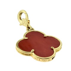 Van Cleef & Arpels Red Coral Magic Alhambra Pendant Charm in 18 Karat Gold