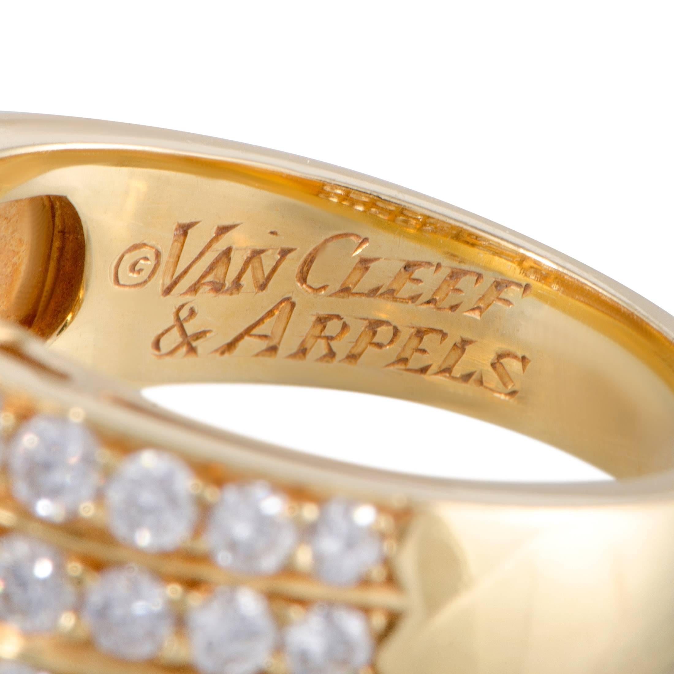 Van Cleef & Arpels Round and Baguette Diamond Yellow Gold Band Ring 1