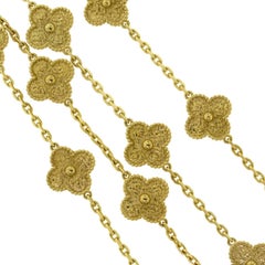 Van Cleef & Arpels Vintage Alhambra 18 Karat Yellow Gold 20 Motif Long Necklace