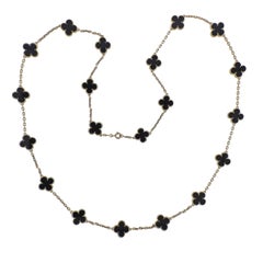 Van Cleef 
Arpels Vintage Alhambra 20 Motif Onyx Gold Necklace