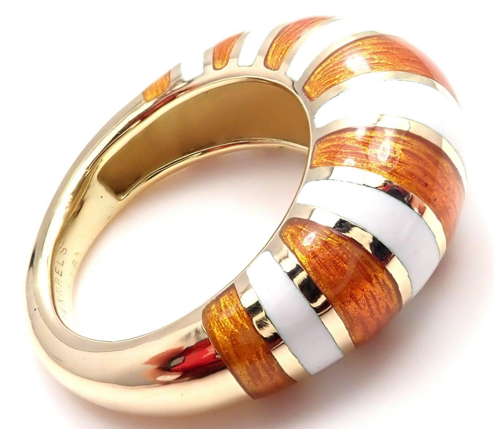 Women's or Men's Van Cleef & Arpels Vintage Enamel Yellow Gold Band Ring