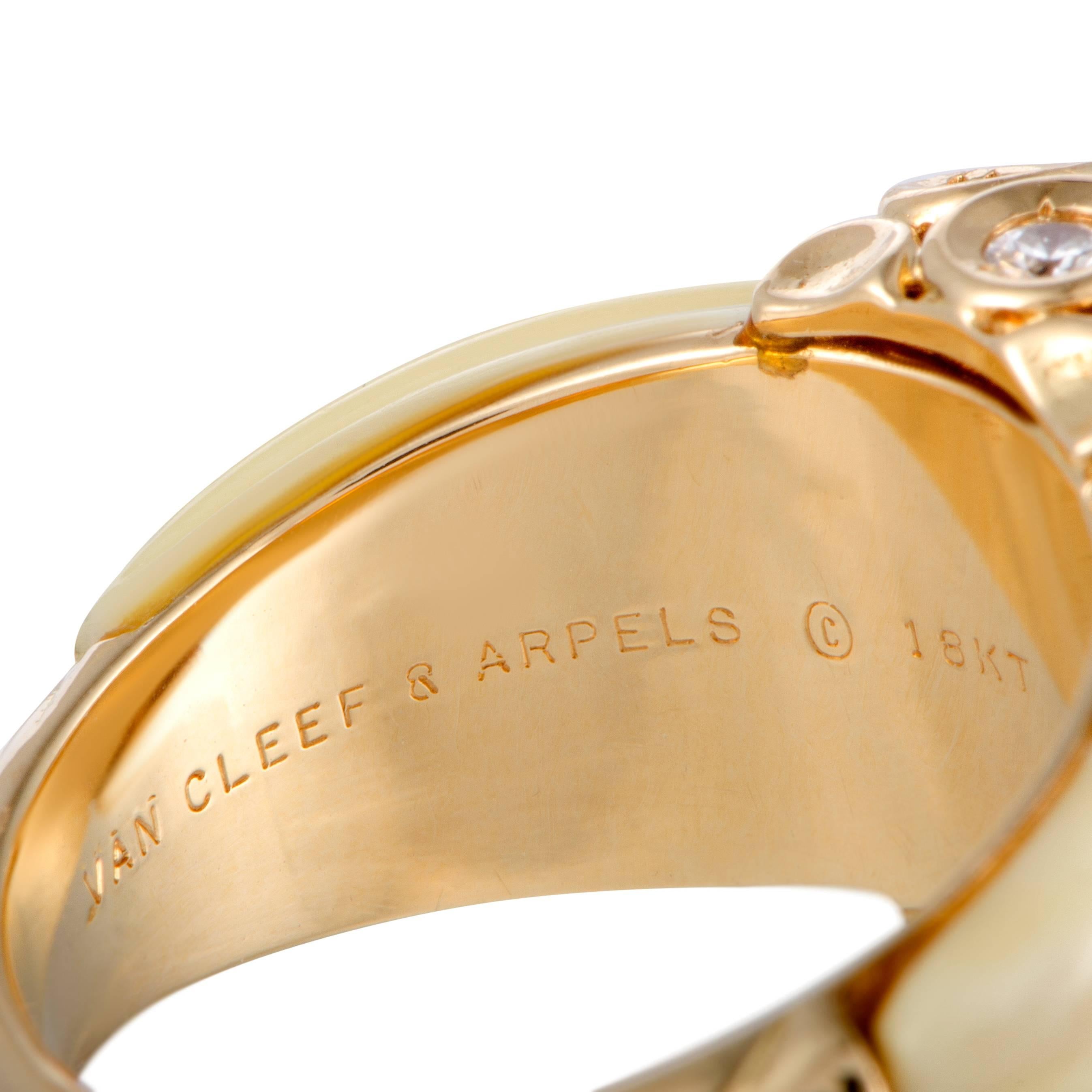 Van Cleef & Arpels White Coral and Diamond Yellow Gold Band Ring 2