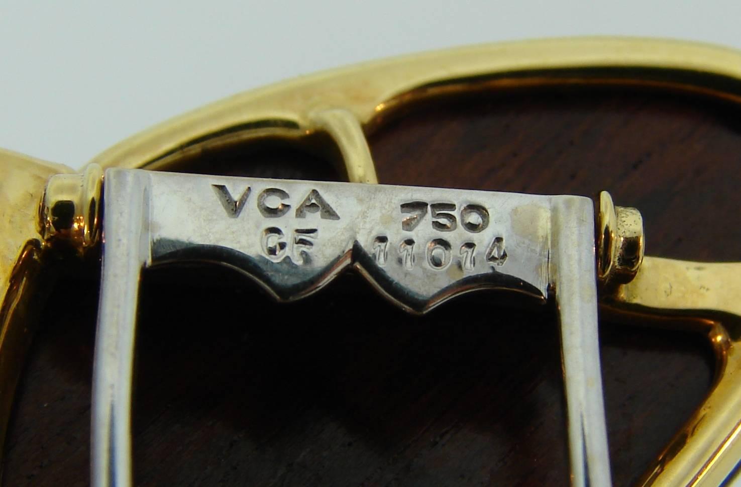Women's or Men's Van Cleef & Arpels Wood Diamond Yellow Gold Butterfly Pin Brooch Clip VCA
