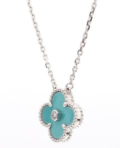 Van Cleef 2022 Holiday Pendant VCA Porcelain Tiffany Blue Alahambra