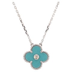 Van Cleef 2022 Holiday Pendant VCA Porcelain Tiffany Blue Alahambra