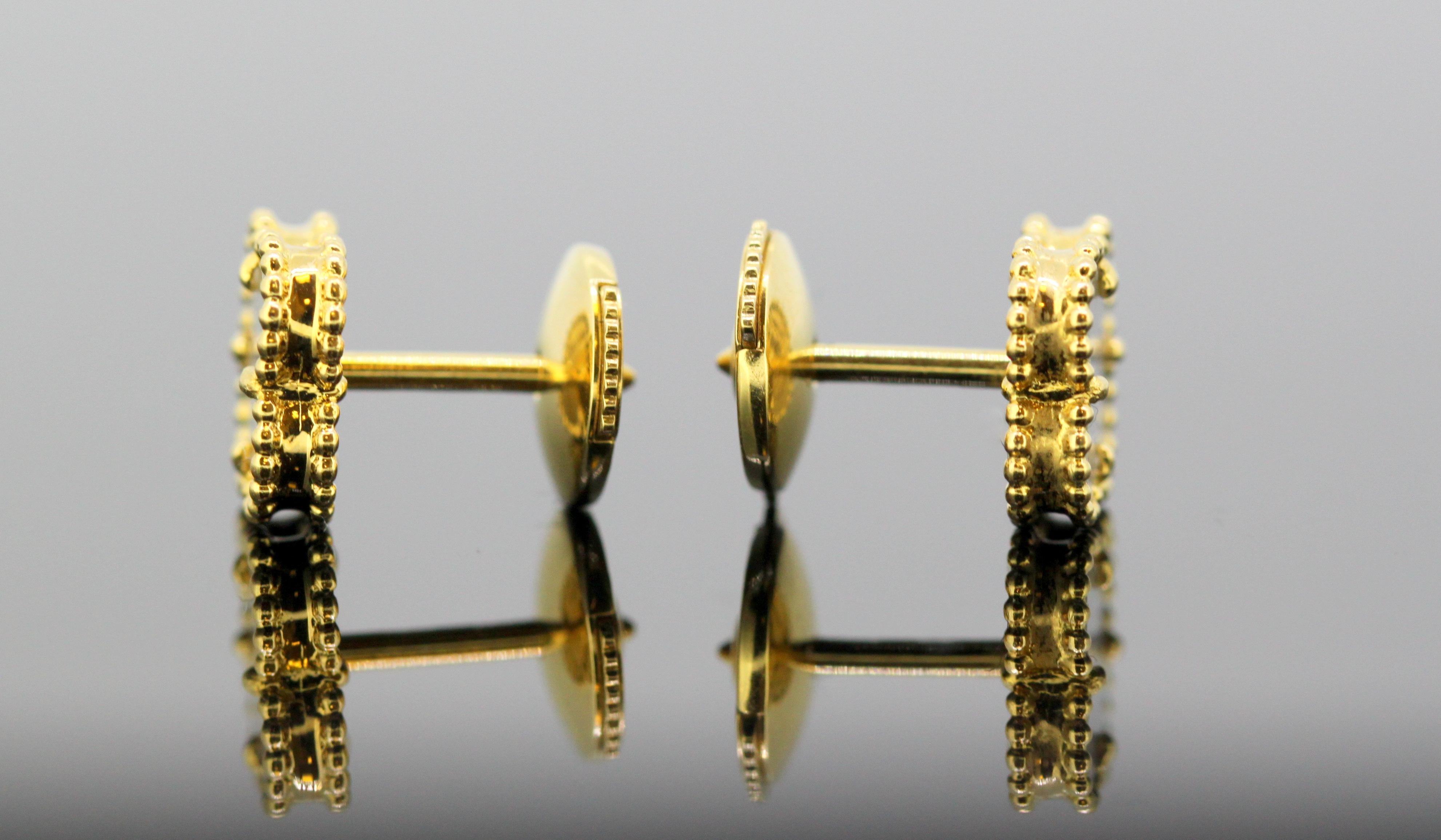 Van Cleef Alhambra 18 Karat Gold Stud Earrings with Mother of Pearl 2