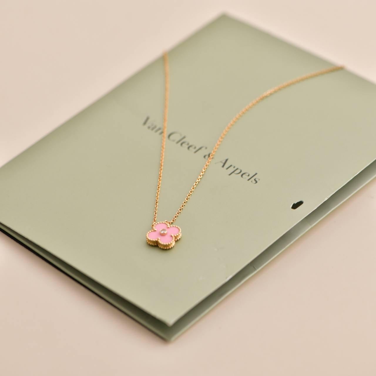 pink alhambra necklace