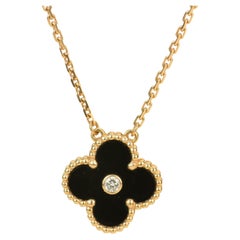 Van Cleef Alhambra 2016 Holiday Diamant-Onyx-Anhänger-Halskette