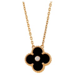 Van Cleef & Arpels Collier pendentif Alhambra 2016 Holiday Diamond Onyx