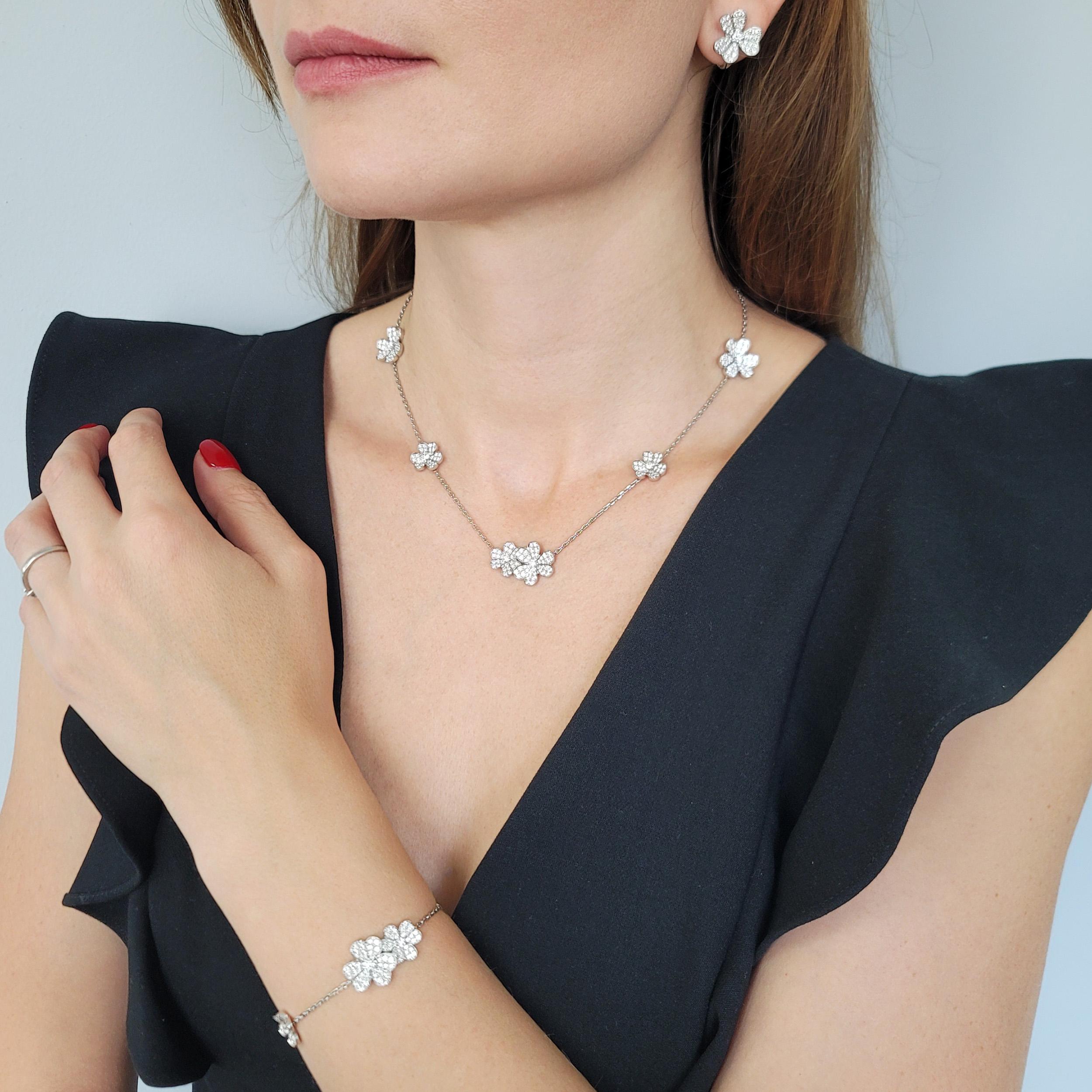 Van Cleef and Aprels Collar Frivole de Diamantes, Pulsera PendientesSet. en venta 12