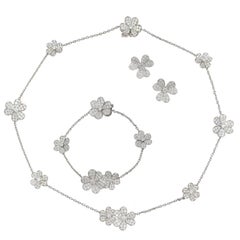 Van Cleef und Aprels Diamant-Friesvole-Halskette, Armband-Ohrringe-Set.