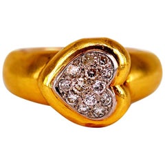 Van Cleef and Arpels Yellow Gold Heart Diamond Ring