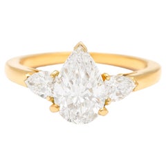 Van Cleef and Arpels 1.51 Carat Pear Shape D Vvs1 Solitaire Yellow Gold Ring