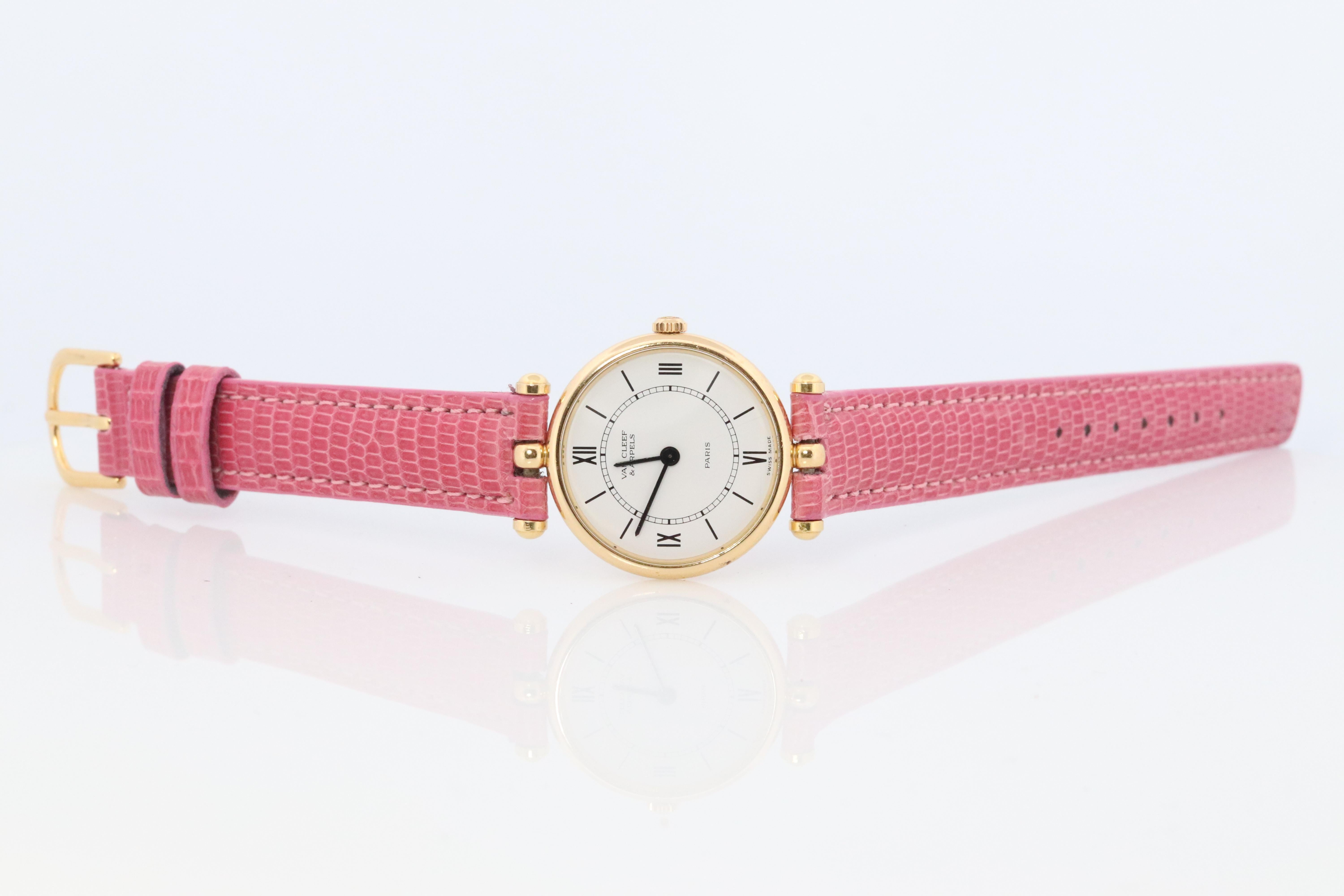 Modern Van Cleef and Arpels 18601 watch. 18k Gold VCA Classique Ladies Watch.