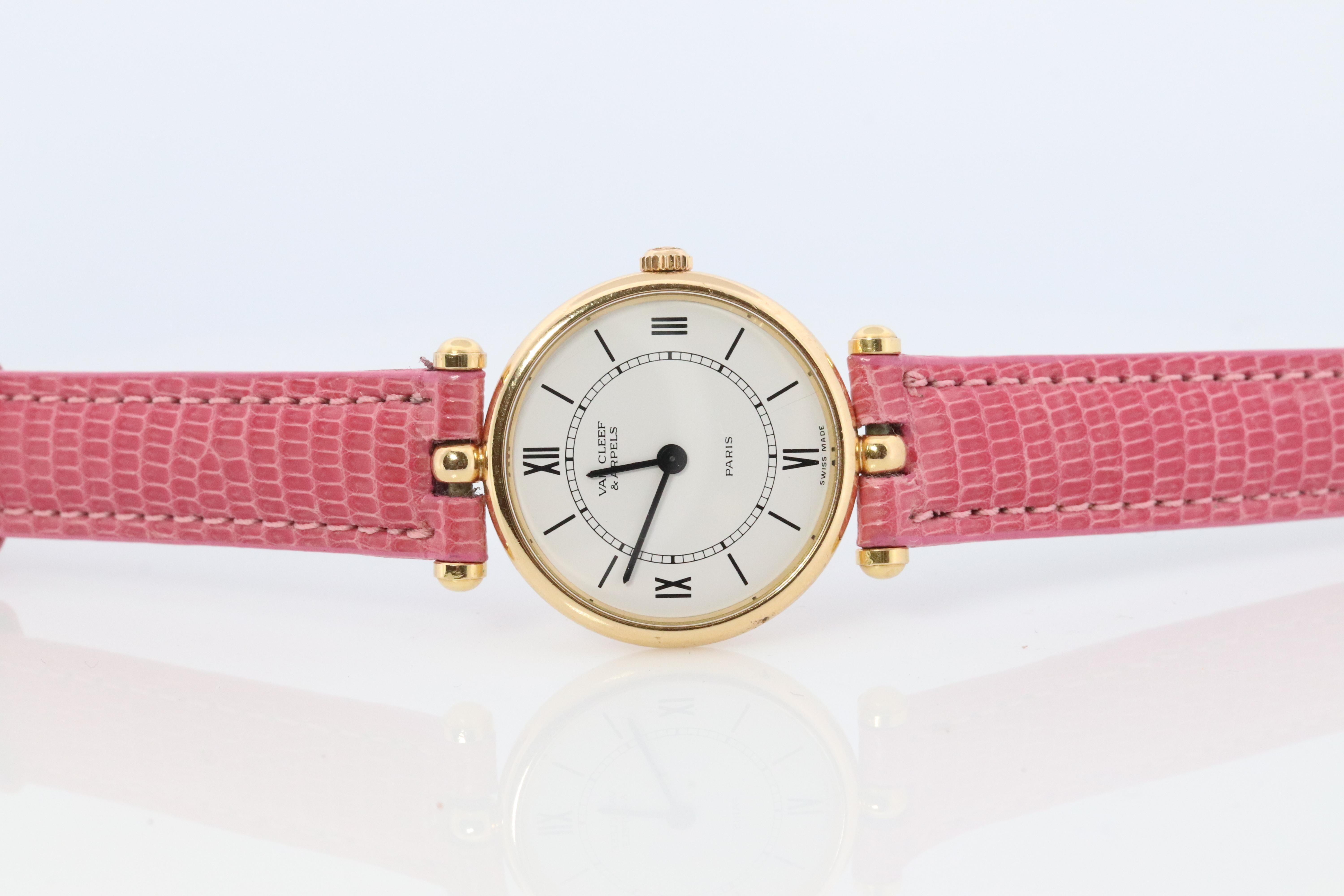 Women's Van Cleef and Arpels 18601 watch. 18k Gold VCA Classique Ladies Watch.