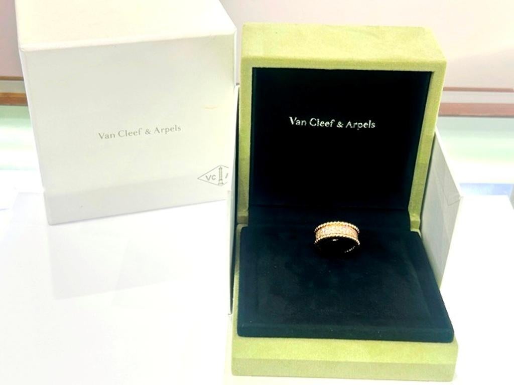 Van Cleef and Arpels 18K Rose Gold Perlee' 3 Row Diamond Ring 1.11 Carats For Sale 4