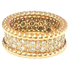 Van Cleef and Arpels 18K Roségold Perlee' 3 Row Diamantring 1,11 Karat