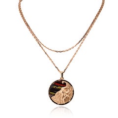 Collar de oro rosa de 18 quilates con colgante del zodiaco y cadena Van Cleef & Arpels