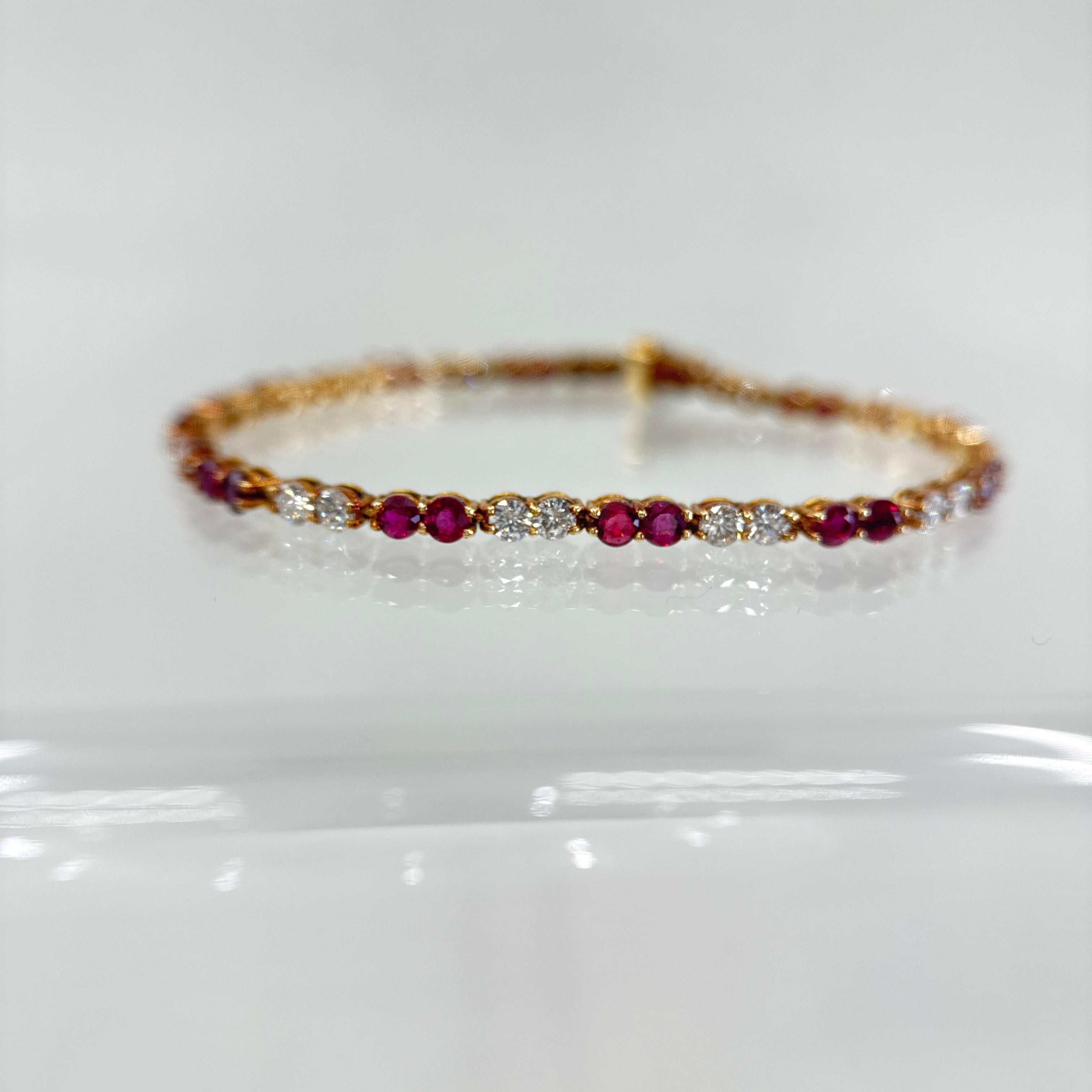 Van Cleef and Arpels 18k Ruby Diamond Diamond Bracelet For Sale 7