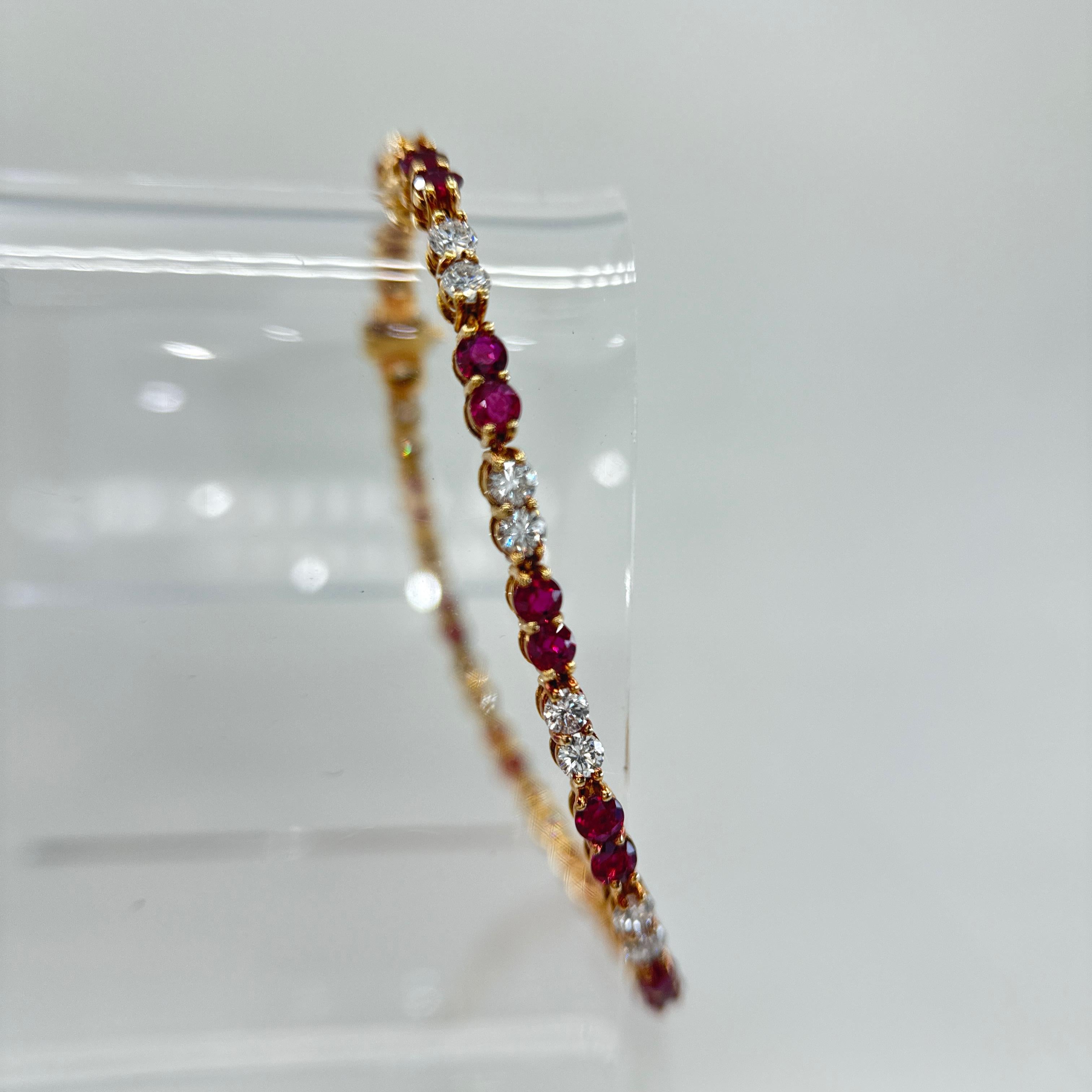 Van Cleef and Arpels 18k Ruby Diamond Diamond Bracelet For Sale 9