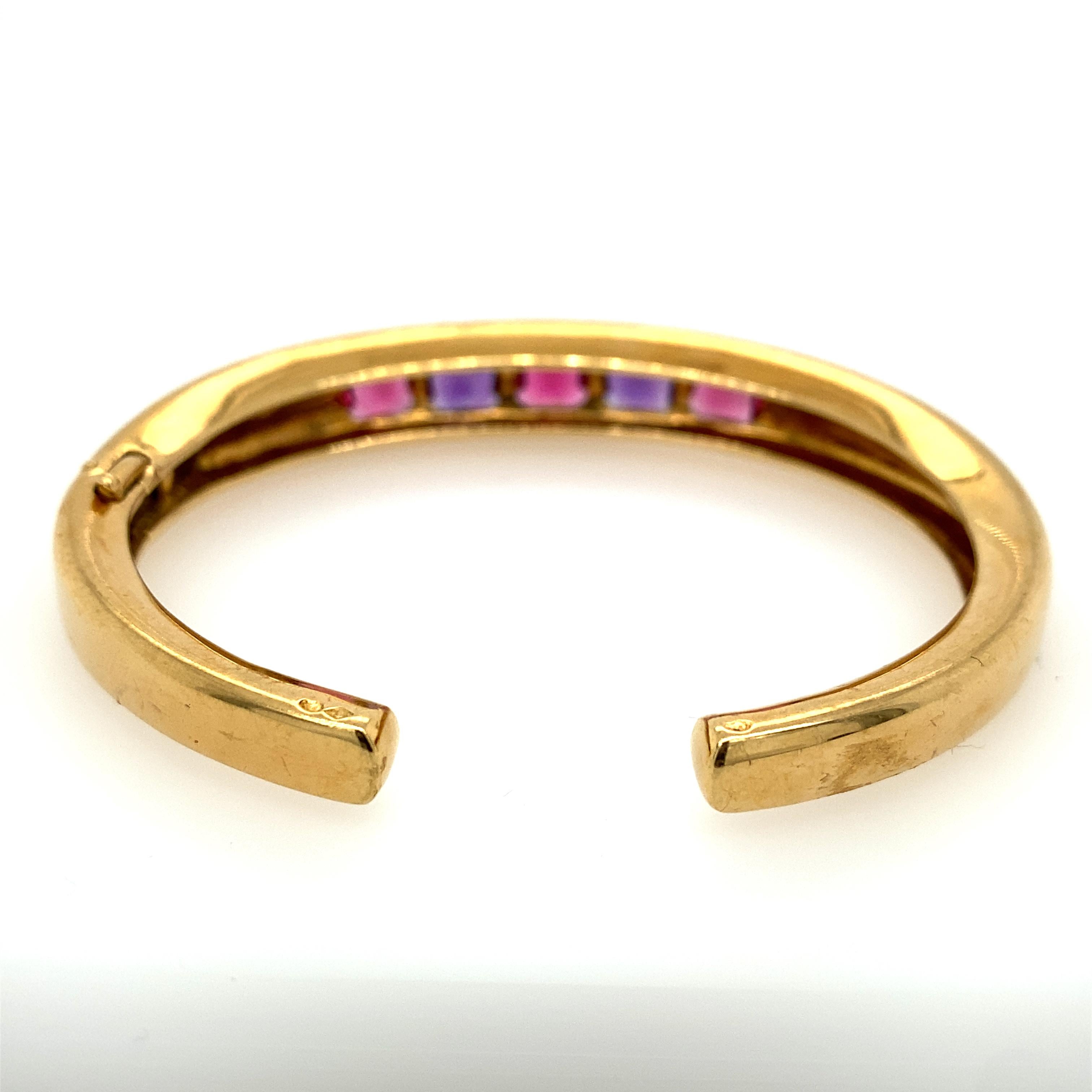 Contemporary Van Cleef & Arpels 18k Yellow Gold Bracelet with Pink Tourmaline and Amethyst