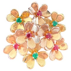 Van Cleef and Arpels 18k Yellow Gold Frivole Gemstone Ring