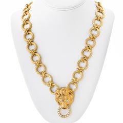 Van Cleef and Arpels 18K Yellow Gold Lion Brooch Pendant Convertible Necklace