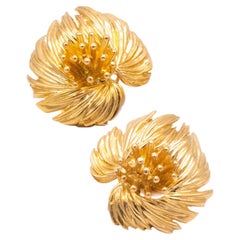 Van Cleef and Arpels 1959 Paris Organic Textured Earrings in 18Kt Yellow Gold