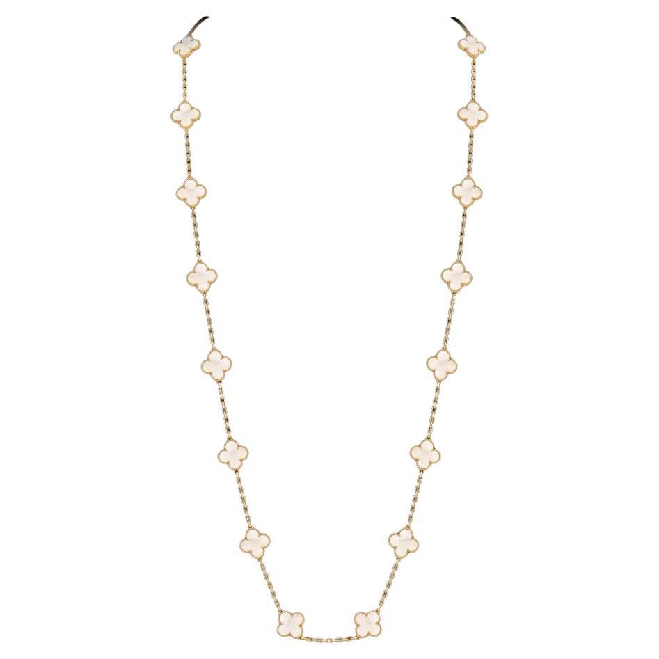 Van Cleef and Arpels 20 motif Alhambra gold and mother of pearl necklace For Sale