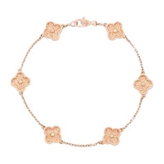 Van Cleef and Arpels 6 Motif Sweet Alhambra Bracelet in Rose Gold