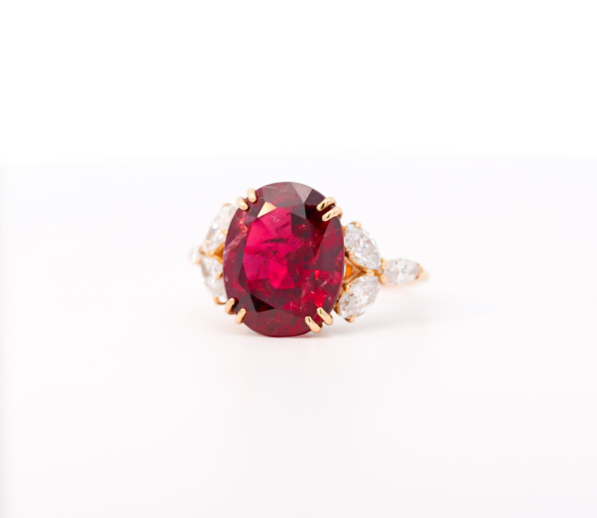 Oval Cut Van Cleef and Arpels 8.85 Carat No Heat Oval-Cut Ruby 18k Gold GRS Cert Ring For Sale