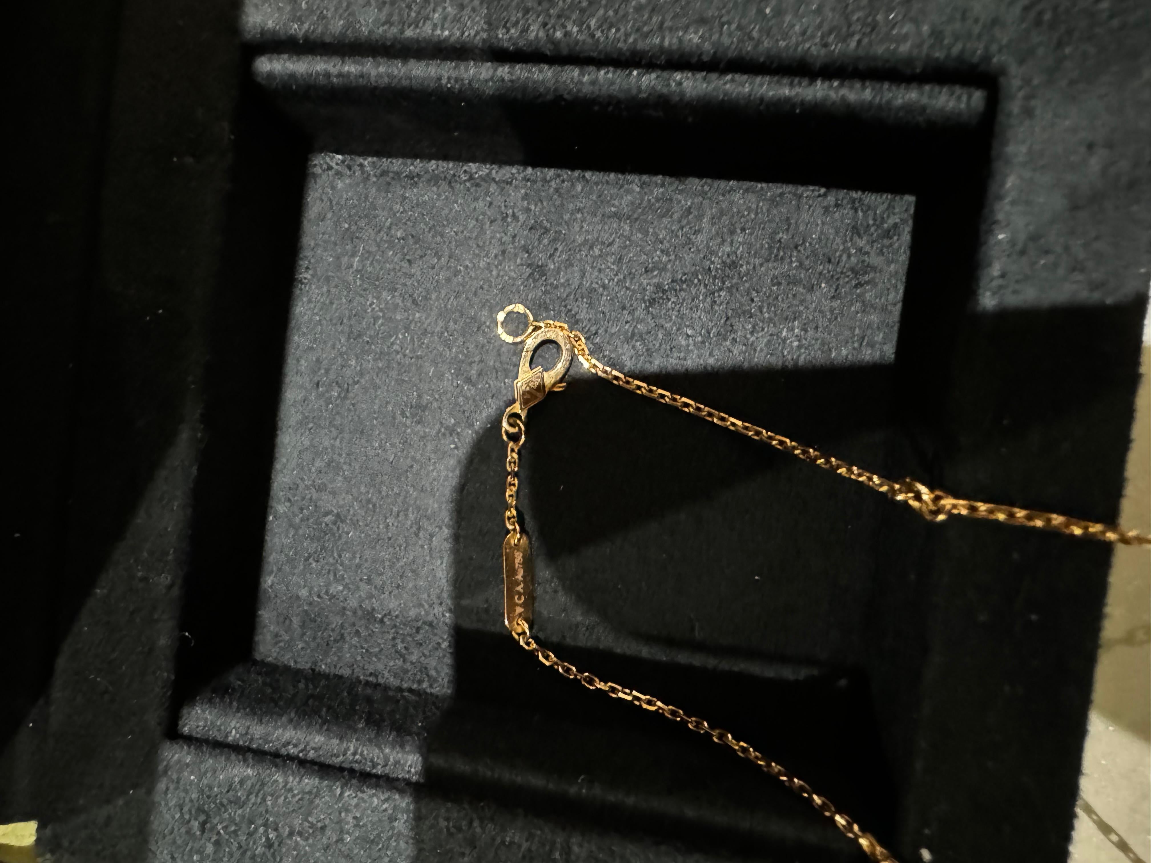 Art Nouveau Van Cleef and Arpels Alhambra 2016 Holiday Diamond Onyx Pendant Necklace