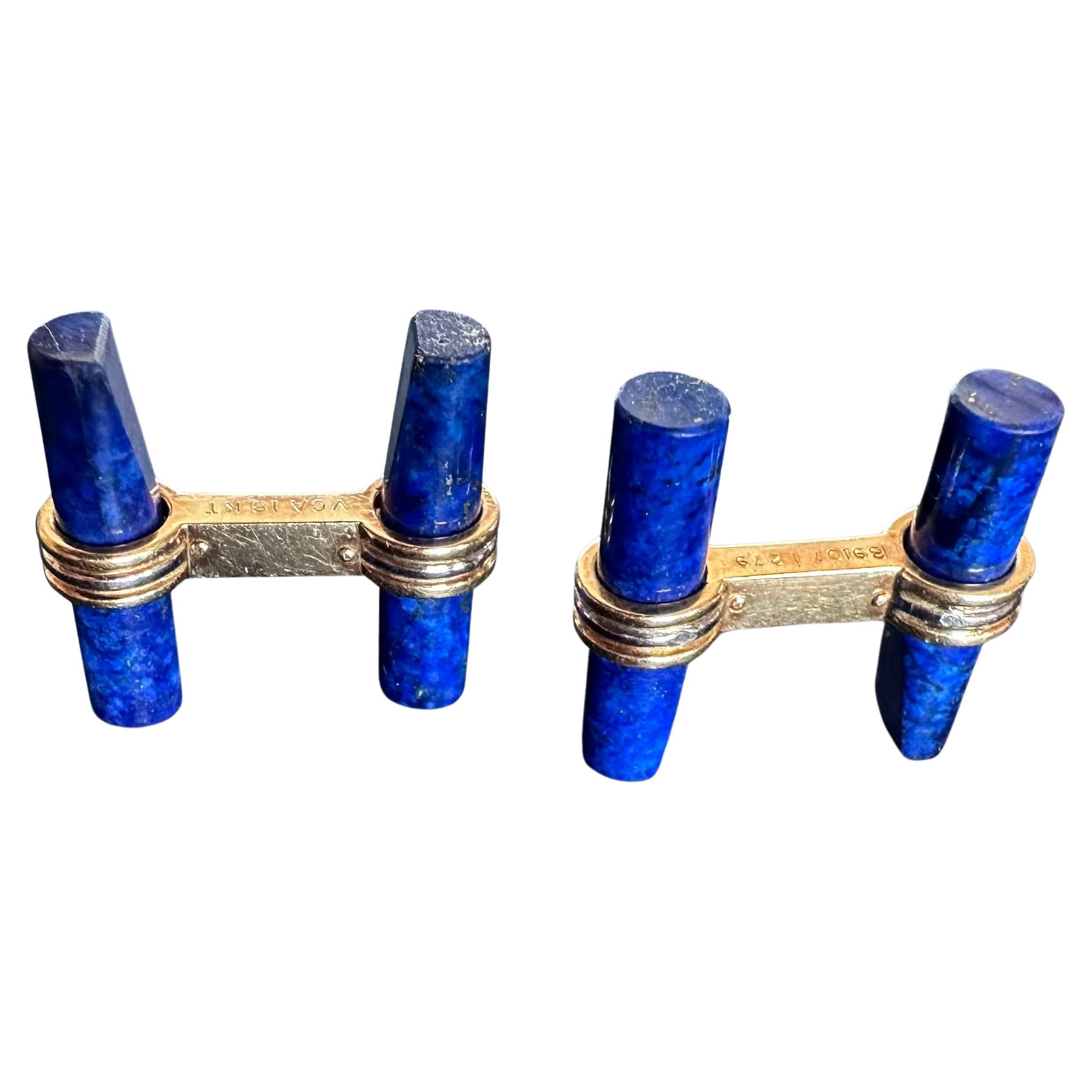 Van Cleef and Arpels Blue Lapis Cufflinks 18k Yellow Gold  For Sale