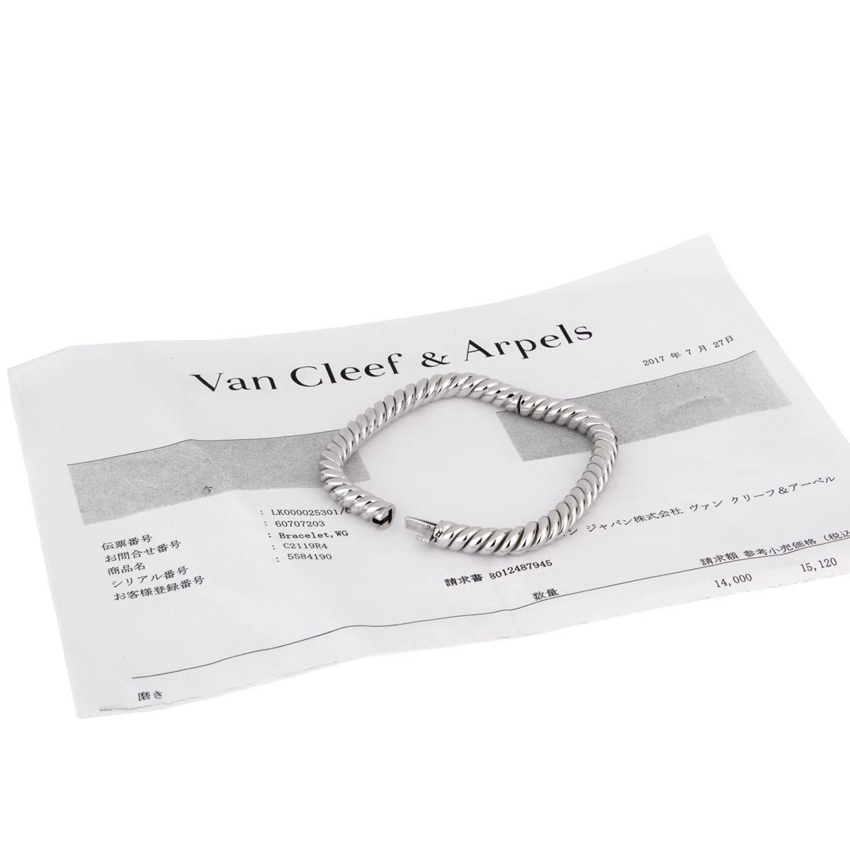 Van Cleef & Arpels Braided White Gold Bangle Bracelet In Excellent Condition For Sale In Feasterville, PA