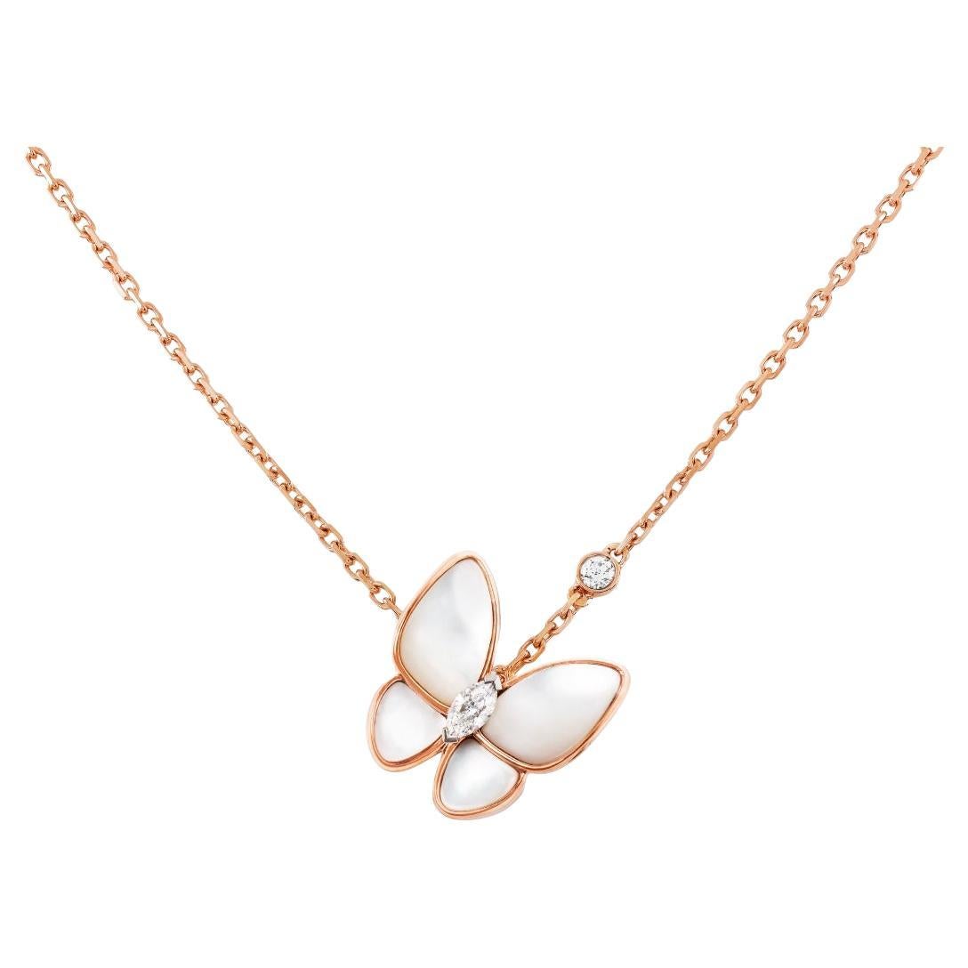 Van Cleef and Arpels Butterfly pendant 18K rose gold mother-of-pearl For Sale